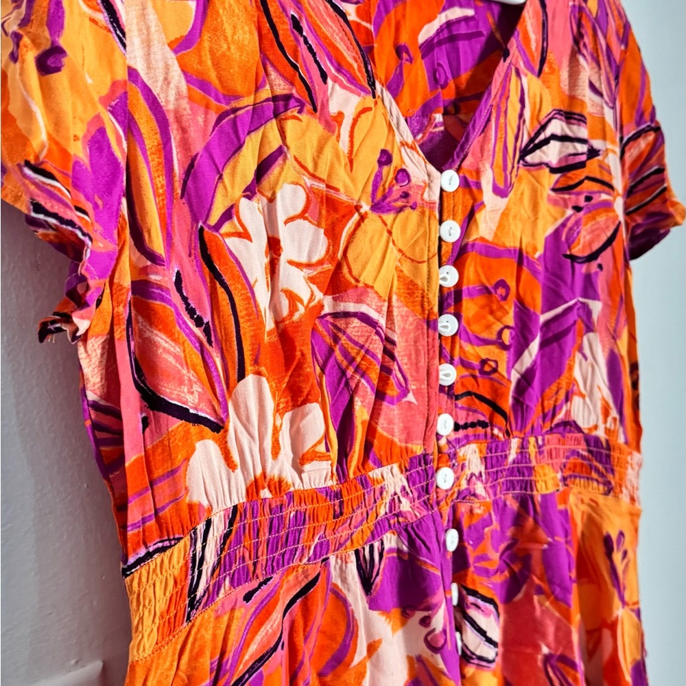 Floral Orange and Purple Women's Dress